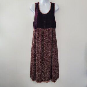 Carol Andersson Womens Dark Burgundy Velvet Floral Dress Size S Fairy Grunge